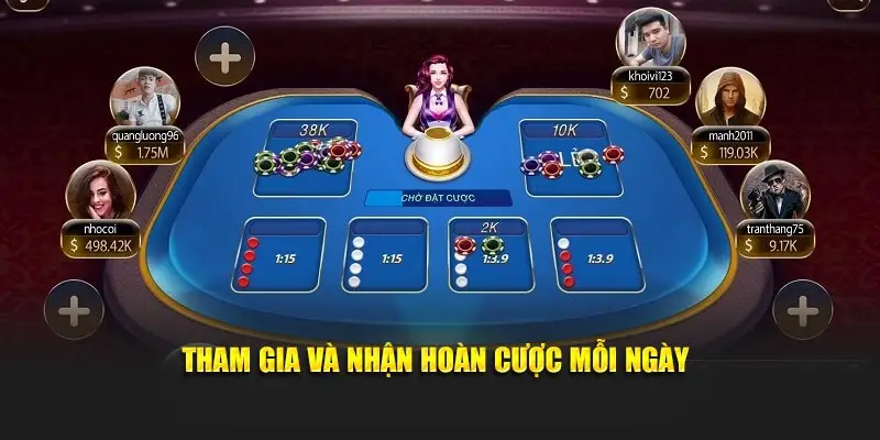 Tham gia và nhận hoàn cược mỗi ngày.